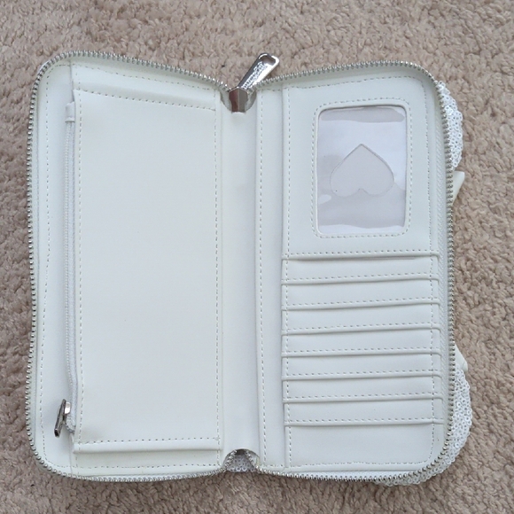 Loungefly White Sequin Bow Kids Wallet - Picture 3 of 4